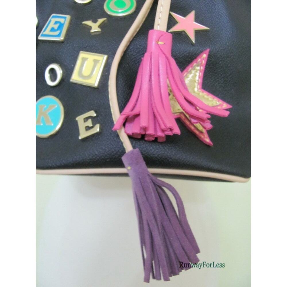 New DOONEY & BOURKE Charms Black Mini Bucket Drawstring Shoulder Bag Purse Vtg - Picture 7 of 14